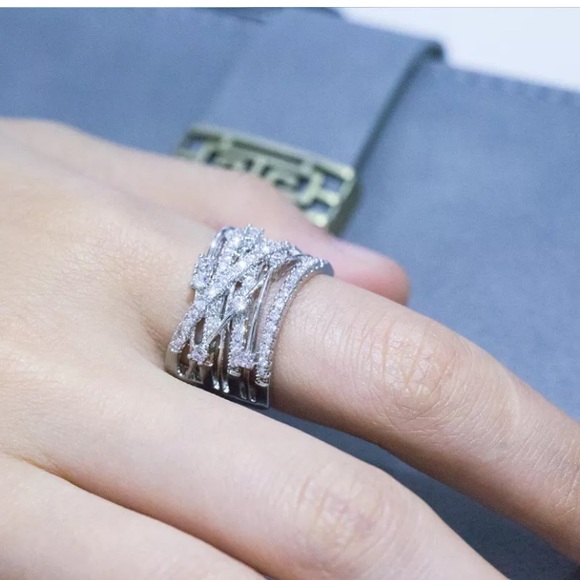 Luxury 925 Silver Wedding Rings White Sapphire - Picture 5 of 6